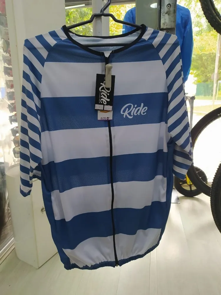 CAMISA RIDE CYCLING WEAR AZUL/BRANCA MANGA MEDIA TAM.: G