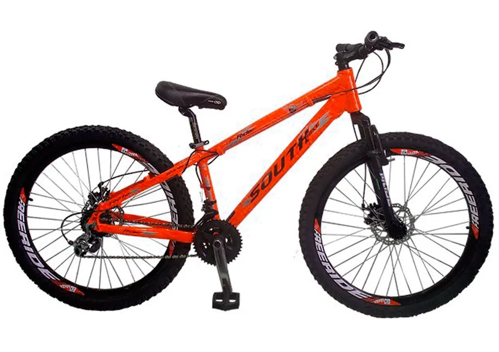 BICICLETA ARO 26 ALUM SOUTH 21 VEL LARANJA/PRETO TAM.: 13