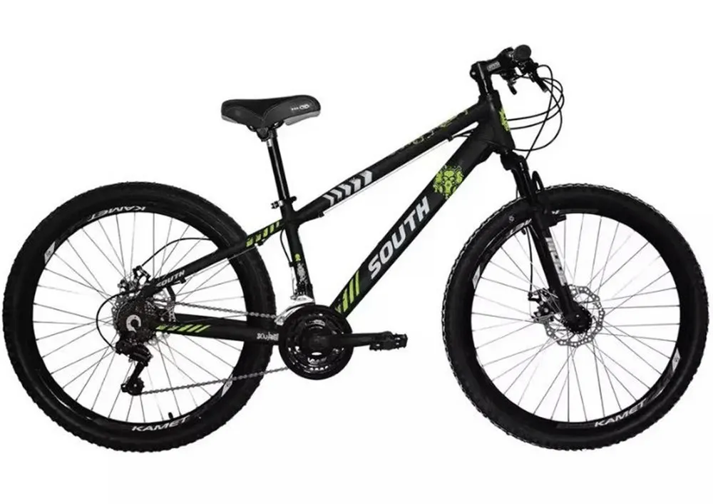 BICICLETA ARO 26 ALUM SOUTH 21 VEL PRETO/VERDE/AZUL TAM.: 13