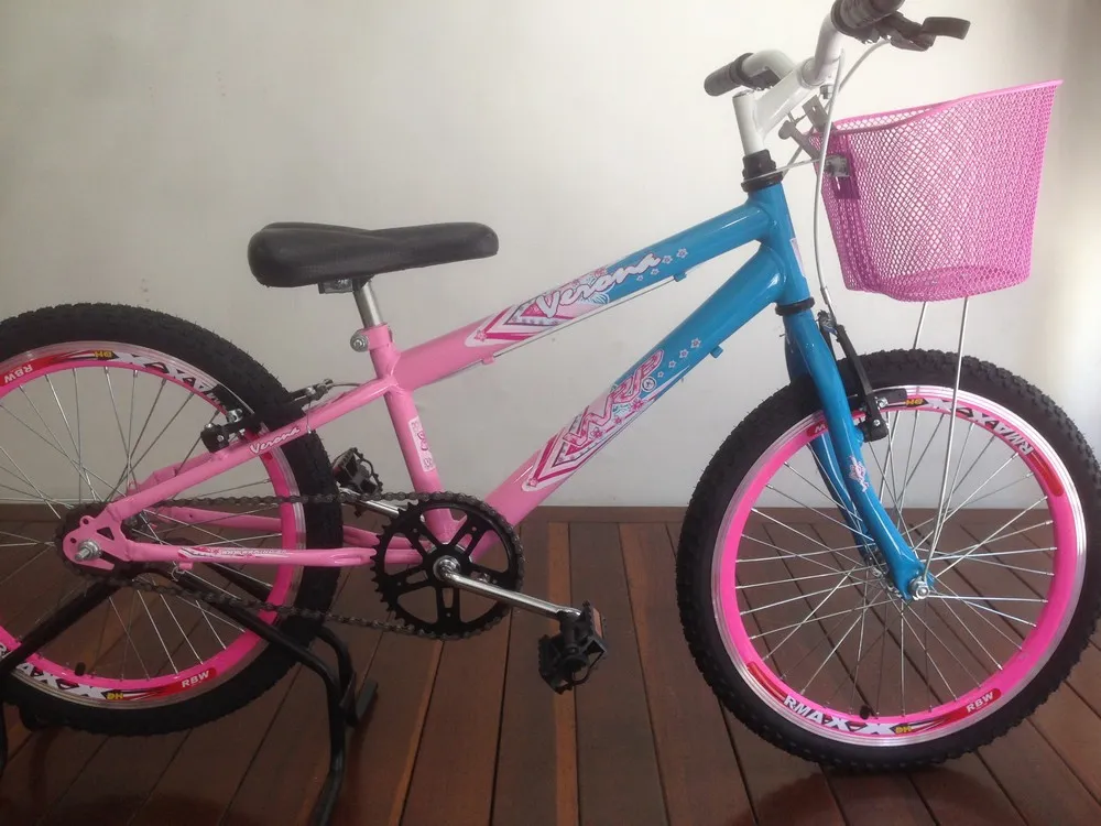 KIT DE BICICLETA ARO 20 WRP FEM ROSA C/AZUL C/CESTA